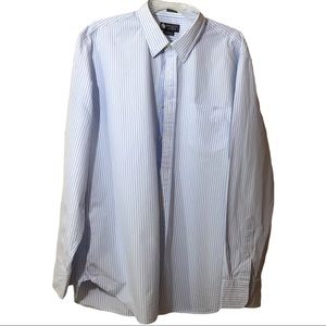 J Crew Men’s Haberdashery 100% Cotton Dress Shirt Blue/White Stripe EUC, 17-17.5